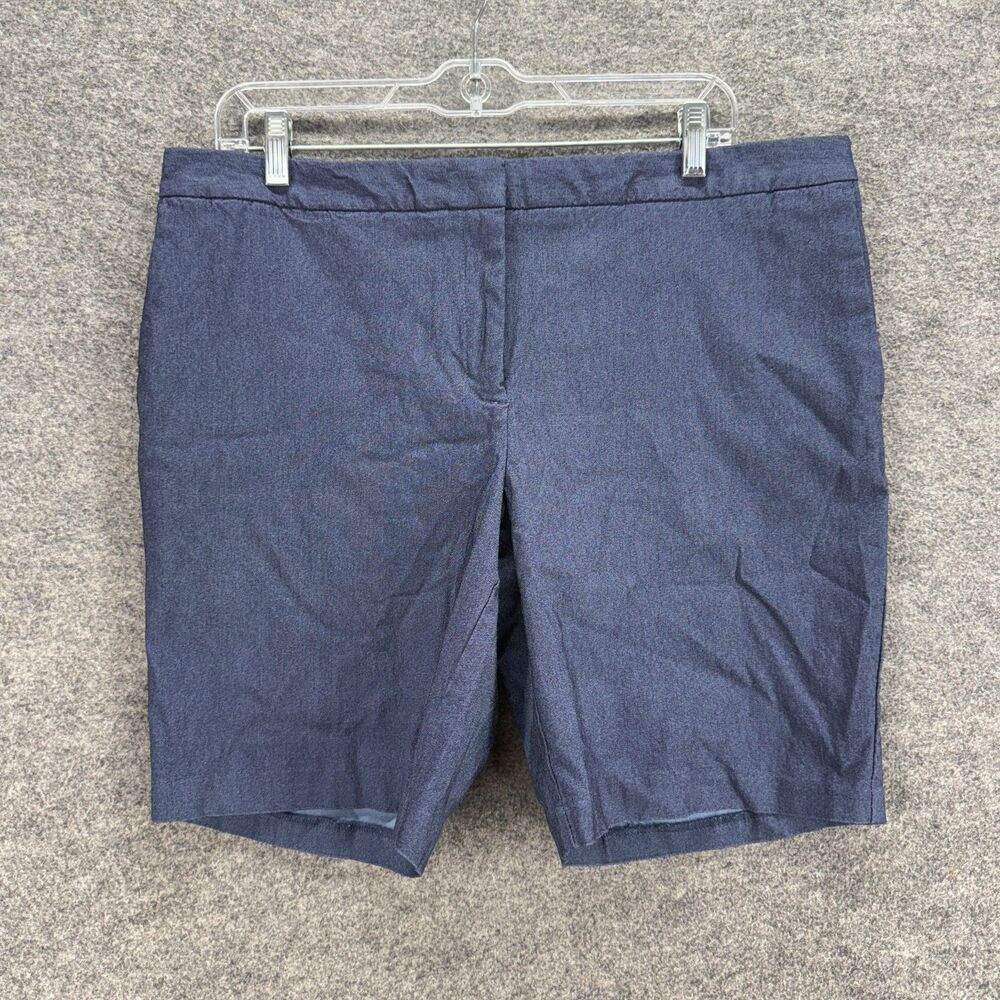 Mario Serrani Short Women 14 Blue Mid Rise Chino Flat Front Pockets Rayon Casual